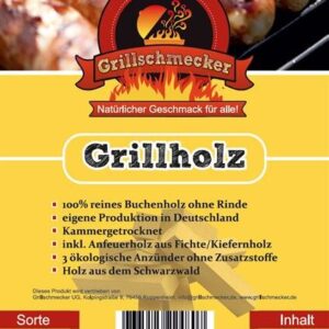 GRILLSCHMECKER Grillholz Buche ohne Rinde incl. Anzünder und Anfeuerholz 14,5kg