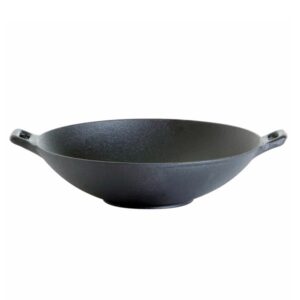 Wok aus Gusseisen - Wokpfanne mit 2 Griffen - D: 30cm