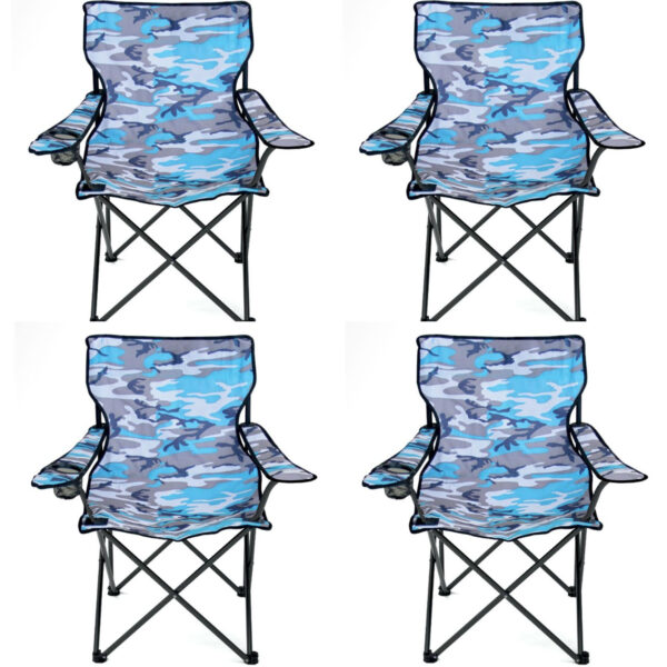 Campingstuhl 4er Set Camouflage blau