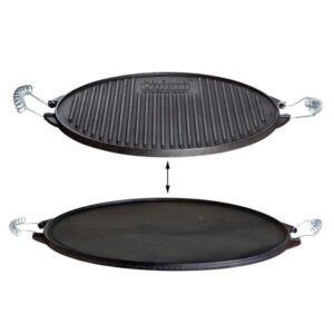 Plancha Grillplatte LIGHT - Gusseisen - Wendeplatte geriffelt und g...