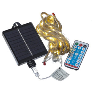 LED Solar Lichterkette Juteseil - 100 warmweiße LED - L: 5m - 8 Fun...