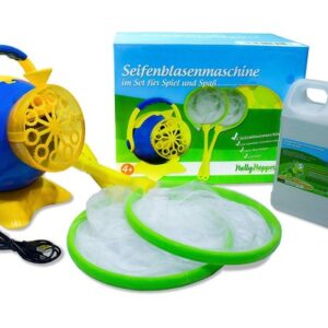 HOLLYHOPPER® Seifenblasenmaschinen Set mit 1L Qualitäts-Fluid