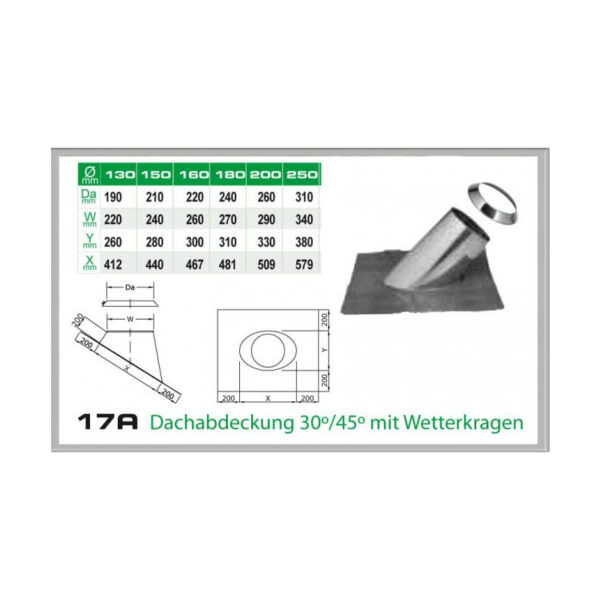 017/DN130 DW6 Dachabdeckung 30-45° mit Wetterkragen Dinak