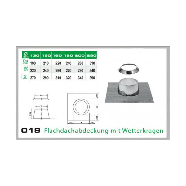 019/DN160 DW Flachdachabdeckung mit Wetterkragen Dinak