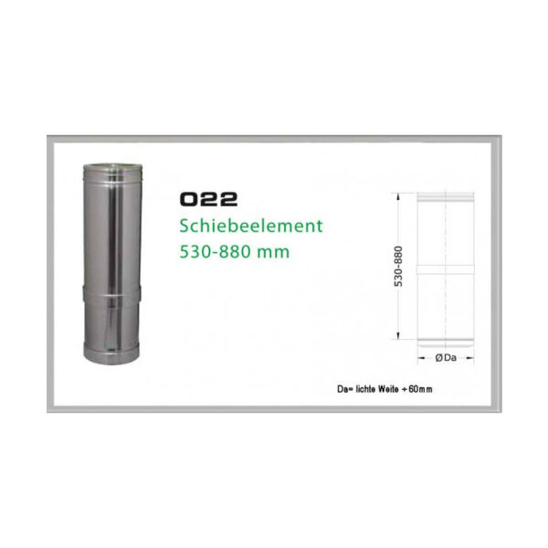 022/DN130 DW6 Schiebeelement 530 mm - 880 mm Dinak