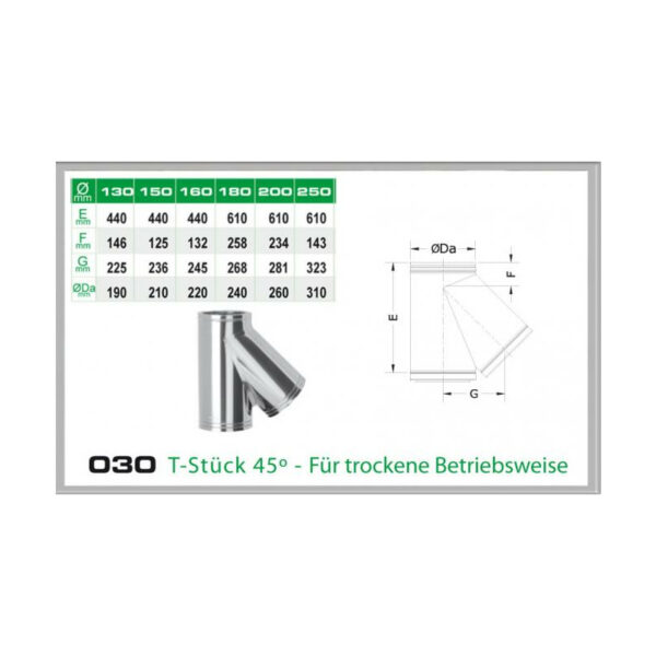 030/DN130 DW T-Stück 45 für trockenen Betrieb Dinak