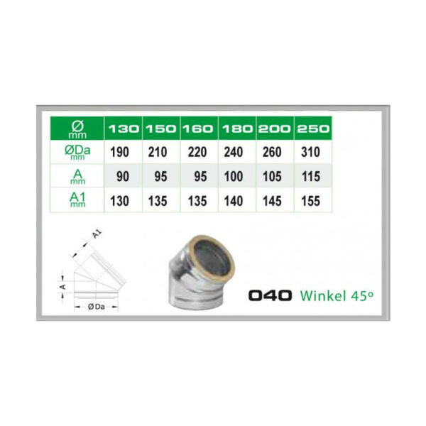 040/DN130 DW6 Winkel 45° Dinak