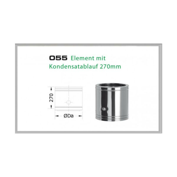 055/DN130 DW Element mit Kondensatablauf 330/270 mm Dinak