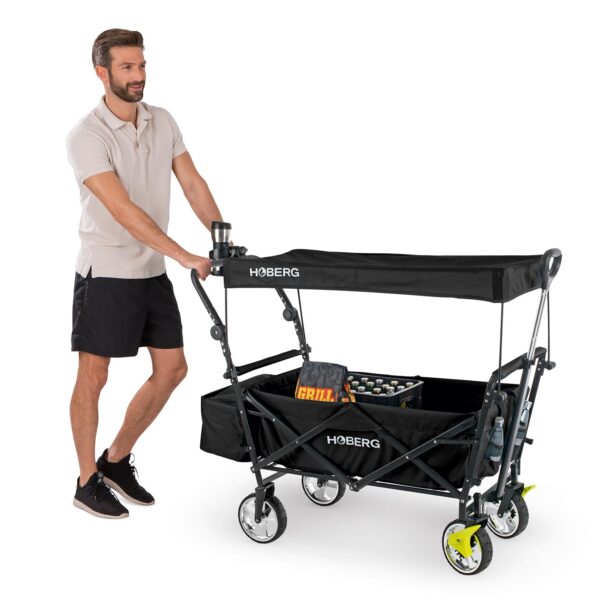 Faltbarer Bollerwagen Premium Class - Traglast ca. 80 kg - schwarz