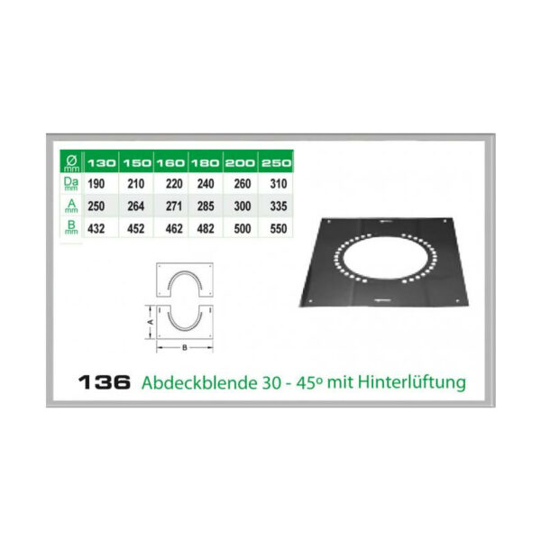 136/DN130 DW Abdeckblende 30-45° mit Hinterlüftung Dinak