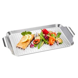 Grillpfanne BBQ Edelstahl flach - 43x25x3cm