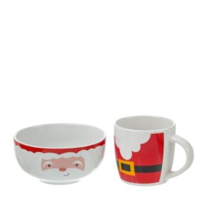 Frühstücksset Weihnachtsmann - Becher und Müslischale - Steingut - ...