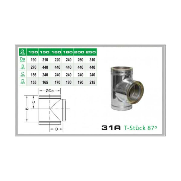 31A/DN130 DW T-Stück 87° Dinak