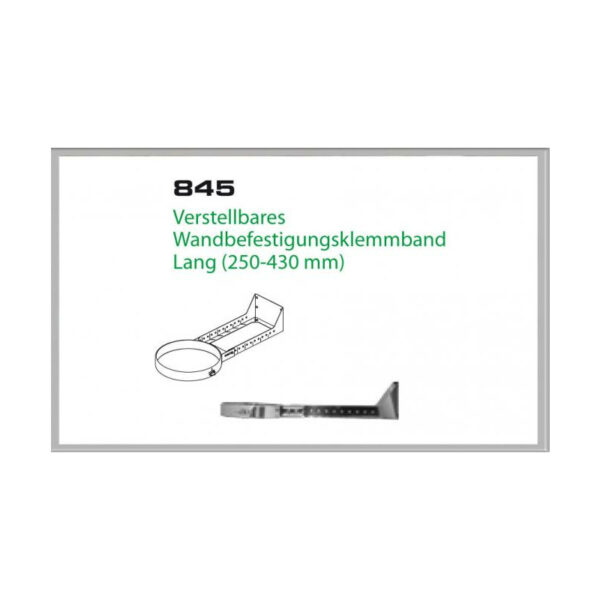 845/DN150 DW6 Verstellbares Wandbefestigungsklemmband lang 250-430 mm Dinak