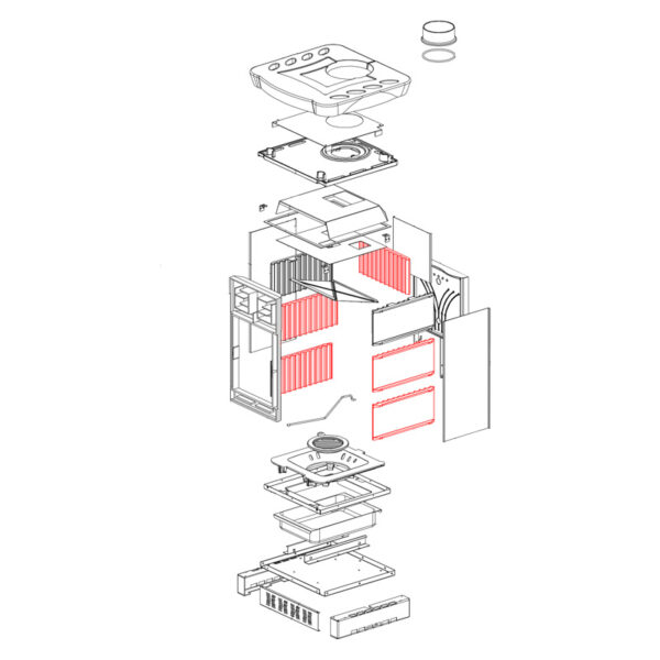 Brennraumplatte Seitenwand Unten/Mitte und Rückwand oben passend für Gaia / Gaia Forno von La Nordica