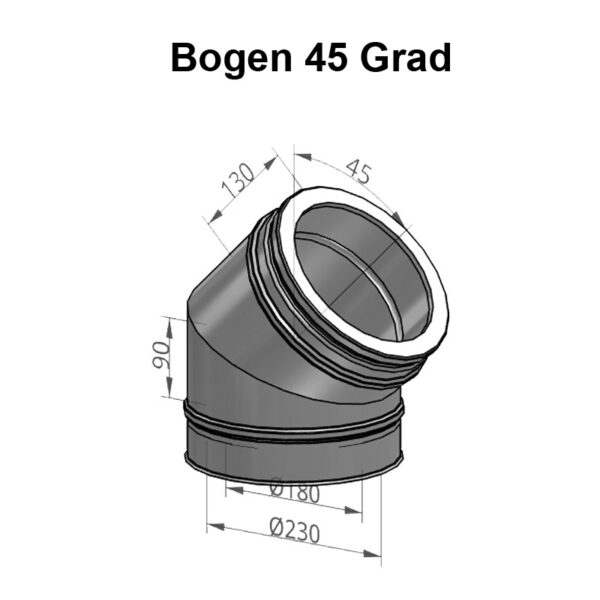 DW Complete Bogen 45° 180mm