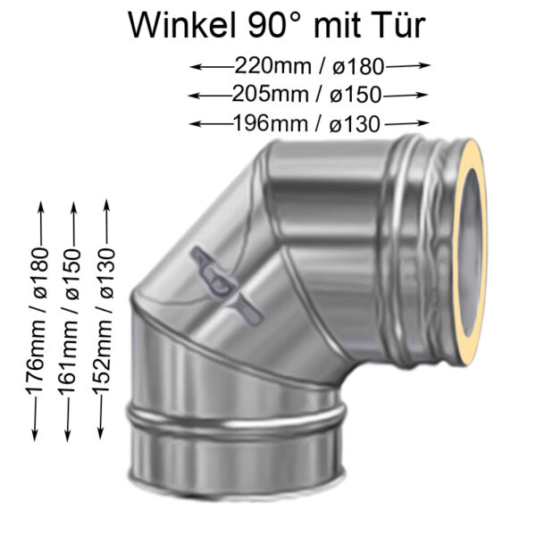 DW Complete Bogen 90° mit Reinigungsöffnung flach 180mm