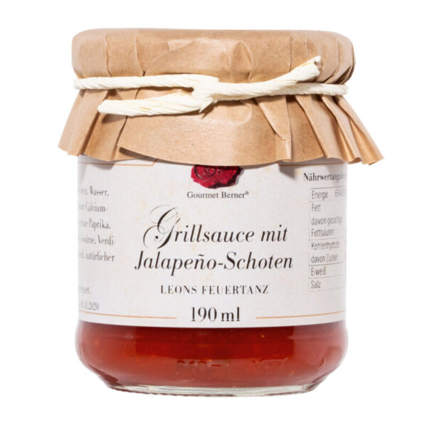 GOURMET BERNER Grillsauce mit Jalapenoschoten - Leons Feuertanz 190g Glas