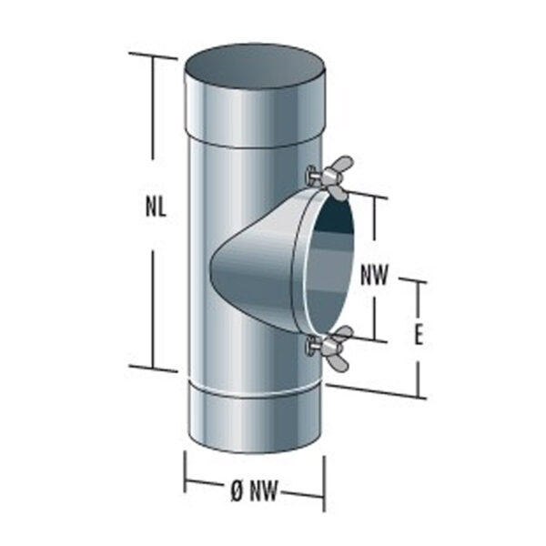 Raab Alkon Edelstahl Rohr DN130mm T-Stück mit Bolzen einwandig. 0,6mm 2. Wahl evtl. Lagerspuren