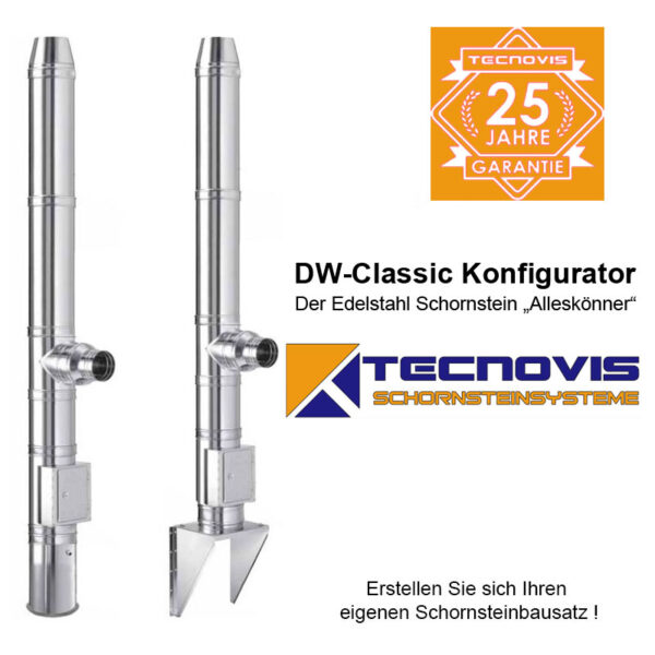 Tecnovis DW-Classic Edelstahlschornstein Konfigurator 80mm - 200mm Bausatz