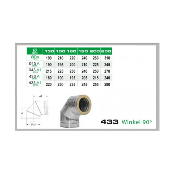 Winkel 90° für Schornsteinsets 130mm DW